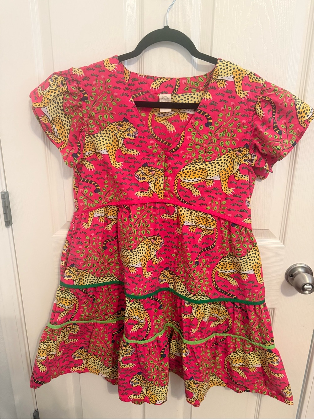 Printfresh Pink Leopard & Leaf Tiered Dress